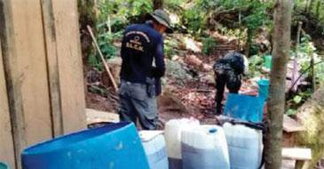 Rudimentary cocaine laboratory found by Honduran police this May in territory controlled by MS 13 near San Pedro Sula