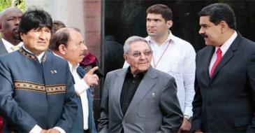 Evo Morales Daniel Ortega Raul Castro and Nicolas Maduro in Havana