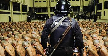 Inmates at Izalco prison, northwest of San Salvador